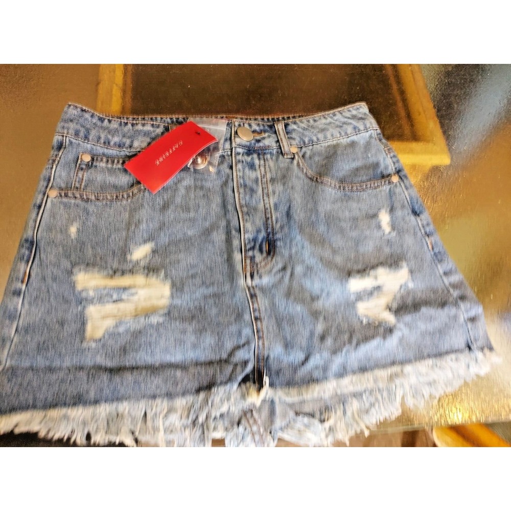 Caffeine denim jean skirt distressed sz medium Light blue NEW